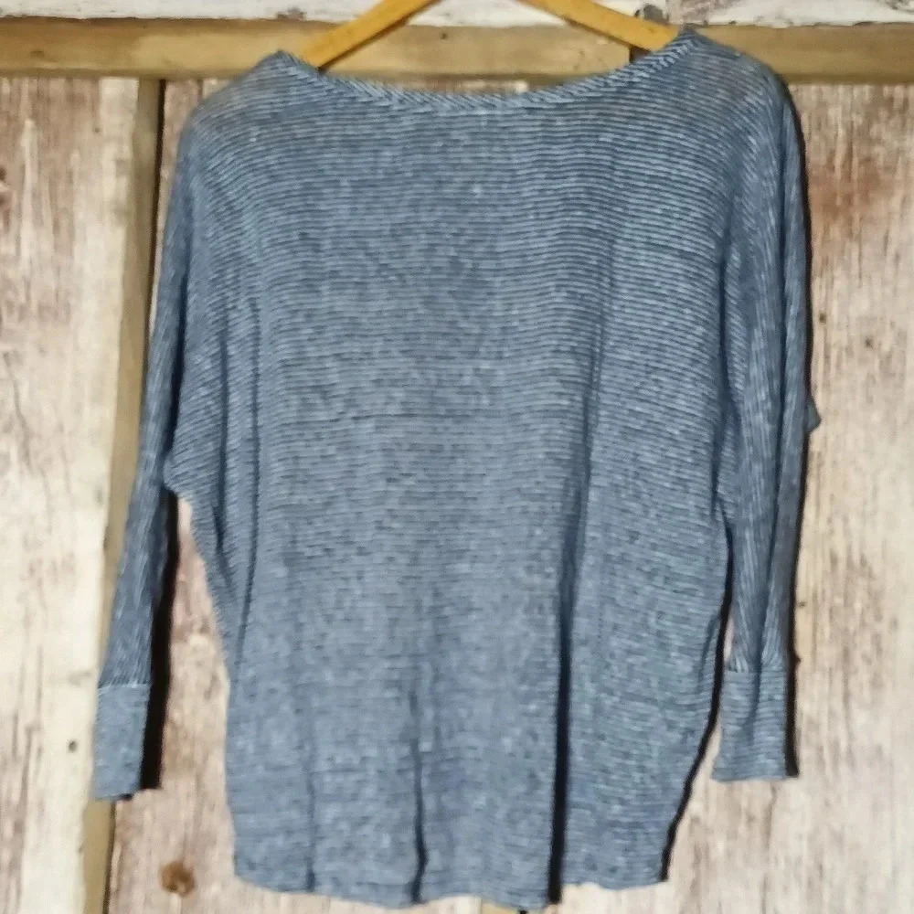 Linen Athleta  3/4 length sleeves striped navy white XS - Picture 6 of 8